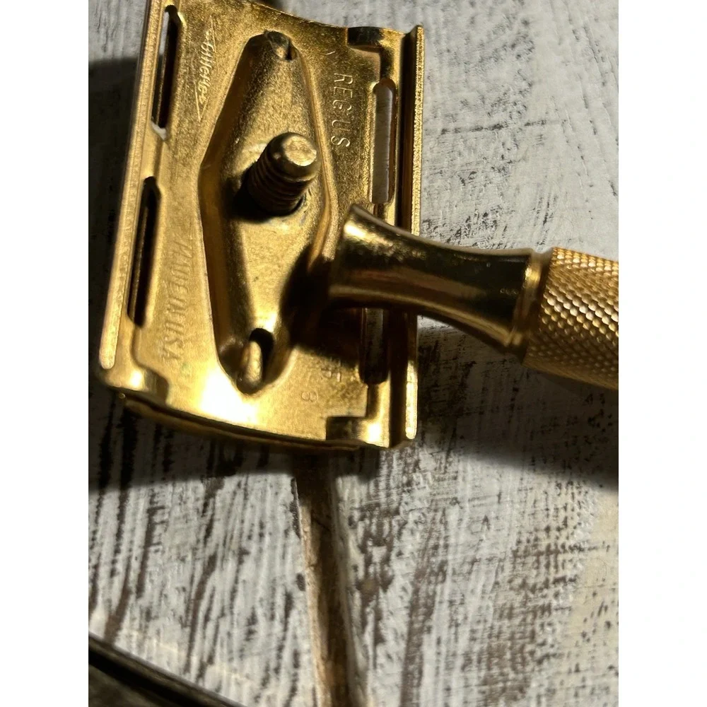 Vintage Hickok Commuter Leather Zip W/3 Old Gillette‎ Schick Razors Top Cowhide